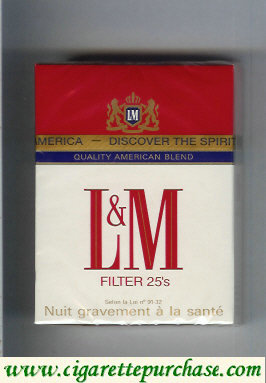 L&M Quality American Blend Filter 25s cigarettes hard box